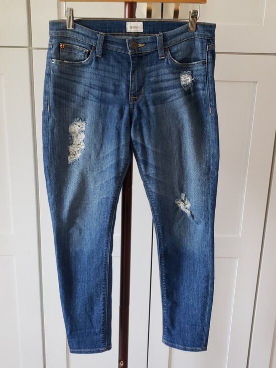 Hudson Jeans Denim - Hudson Jeans Womens 28 Medium Wash Distressed Krista Skinny Crop Denim Pants